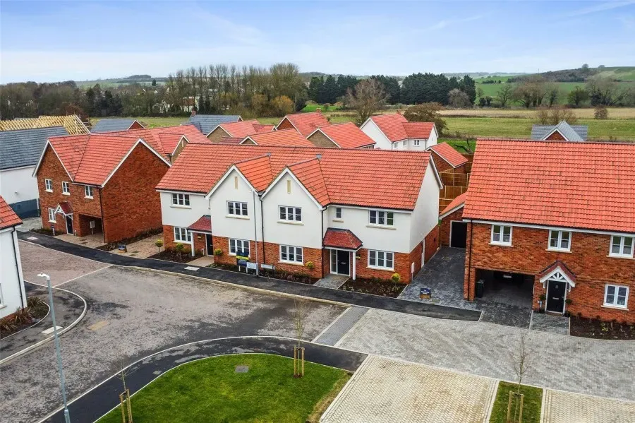 Aerial view of homes