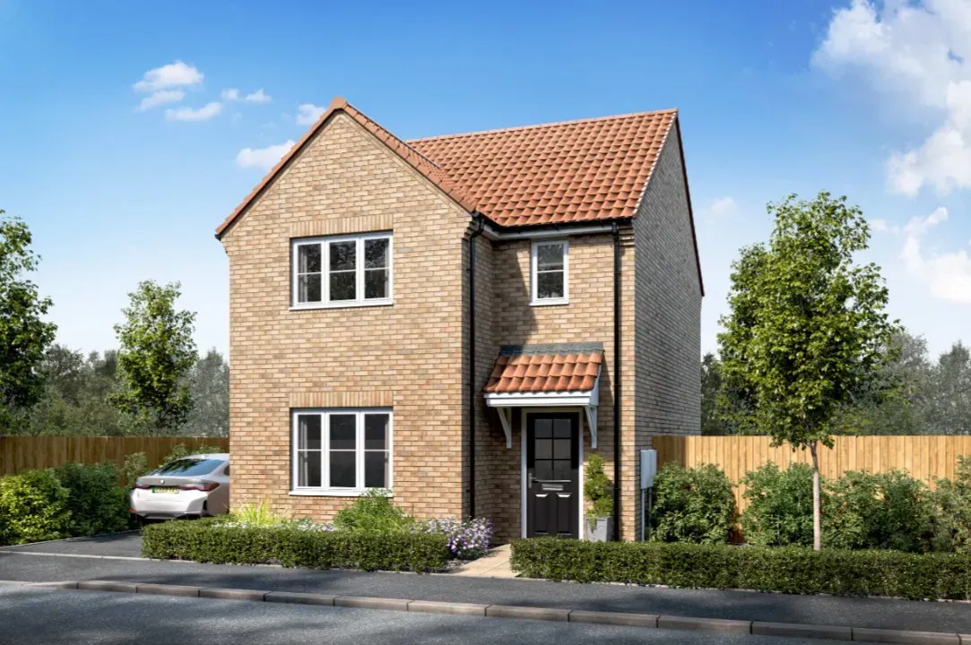CGI of detached brick home