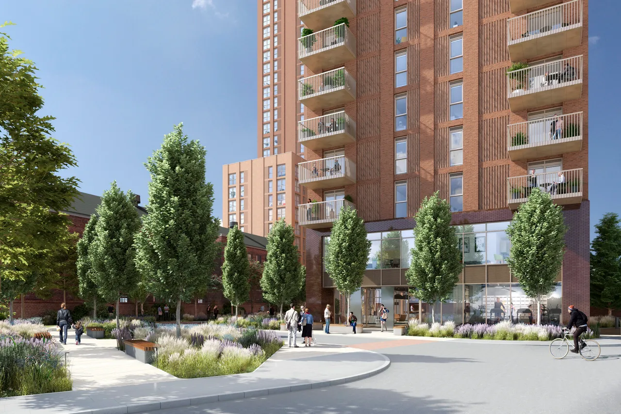 BeckYard entrance and building exterior — CGI