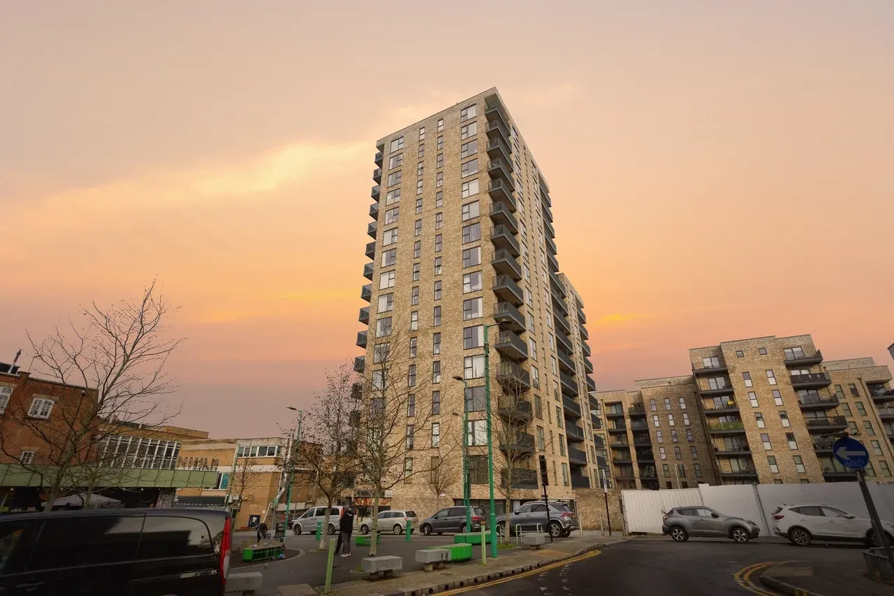 Tower exterior at sunset