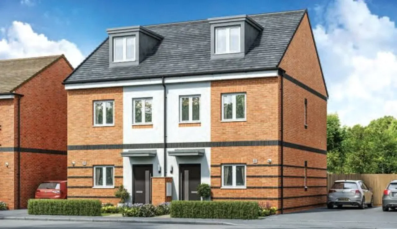 Brick townhouses exterior CGI