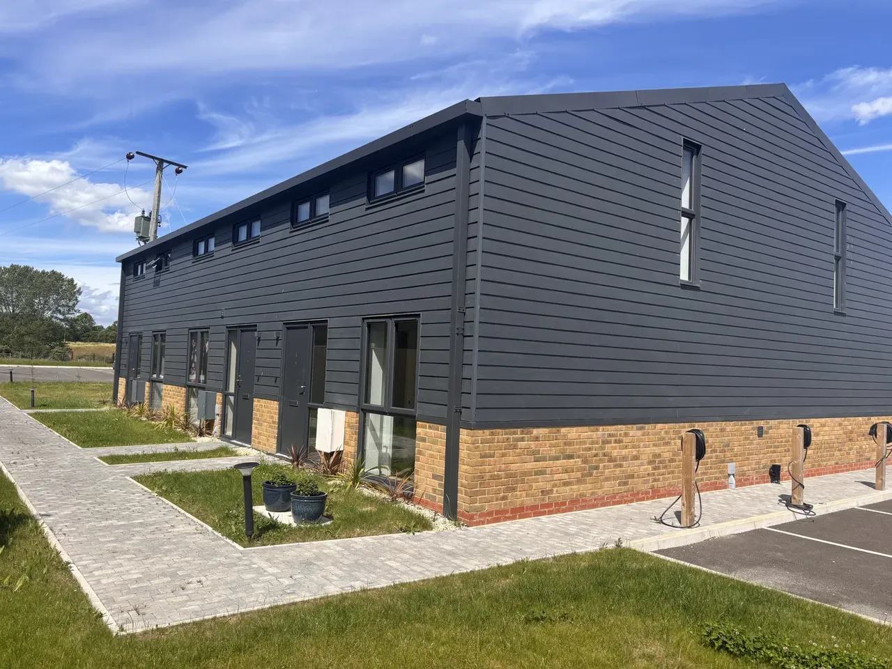 Terraced exterior with parking