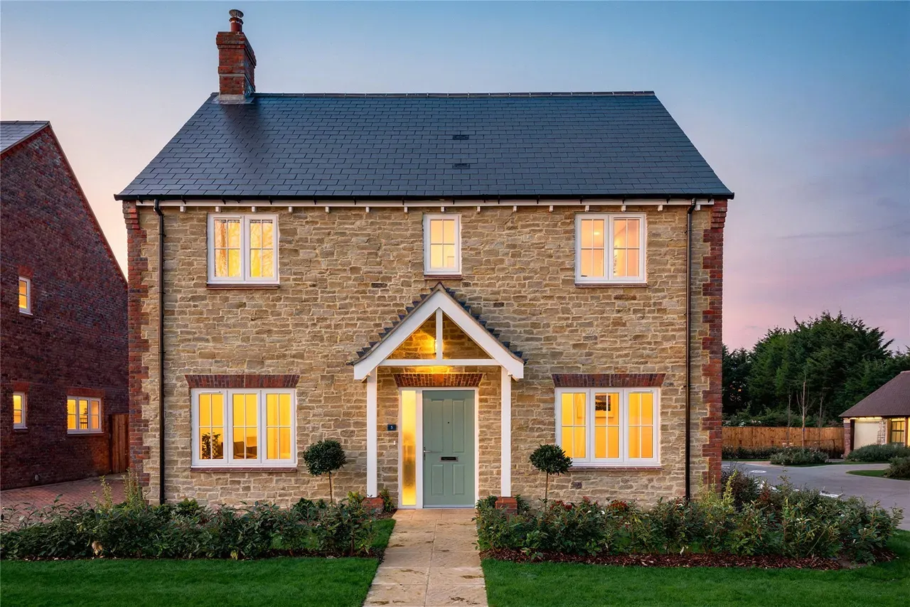 Stone home at dusk