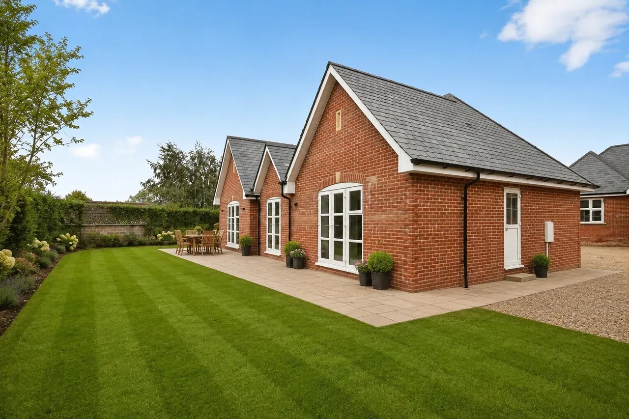 Brick cottages with lawn
