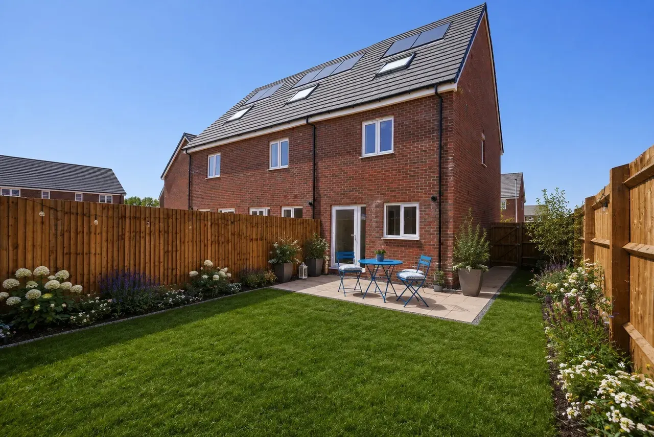 Brick home with garden