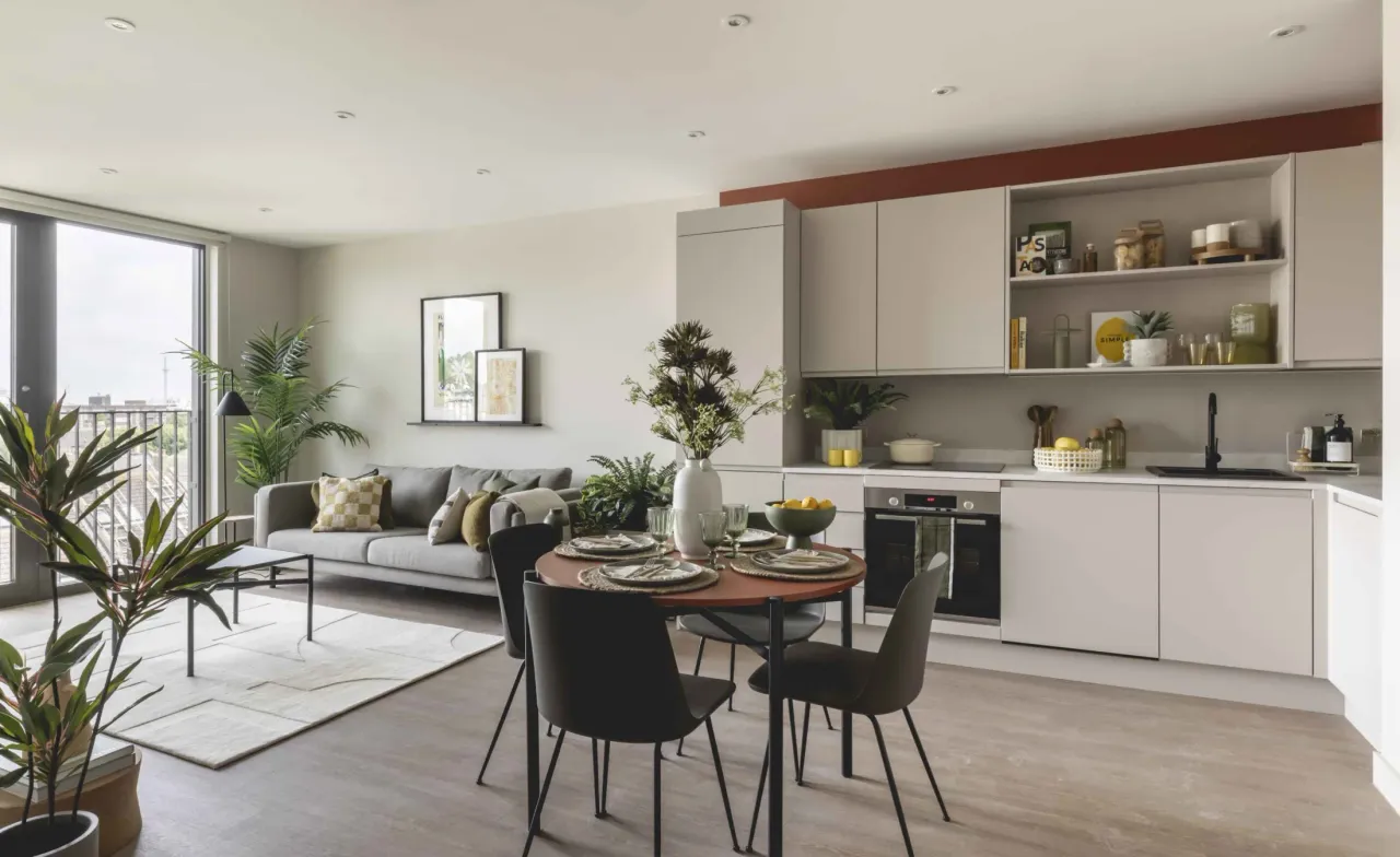 Hove Gardens one-bedroom apartment living area