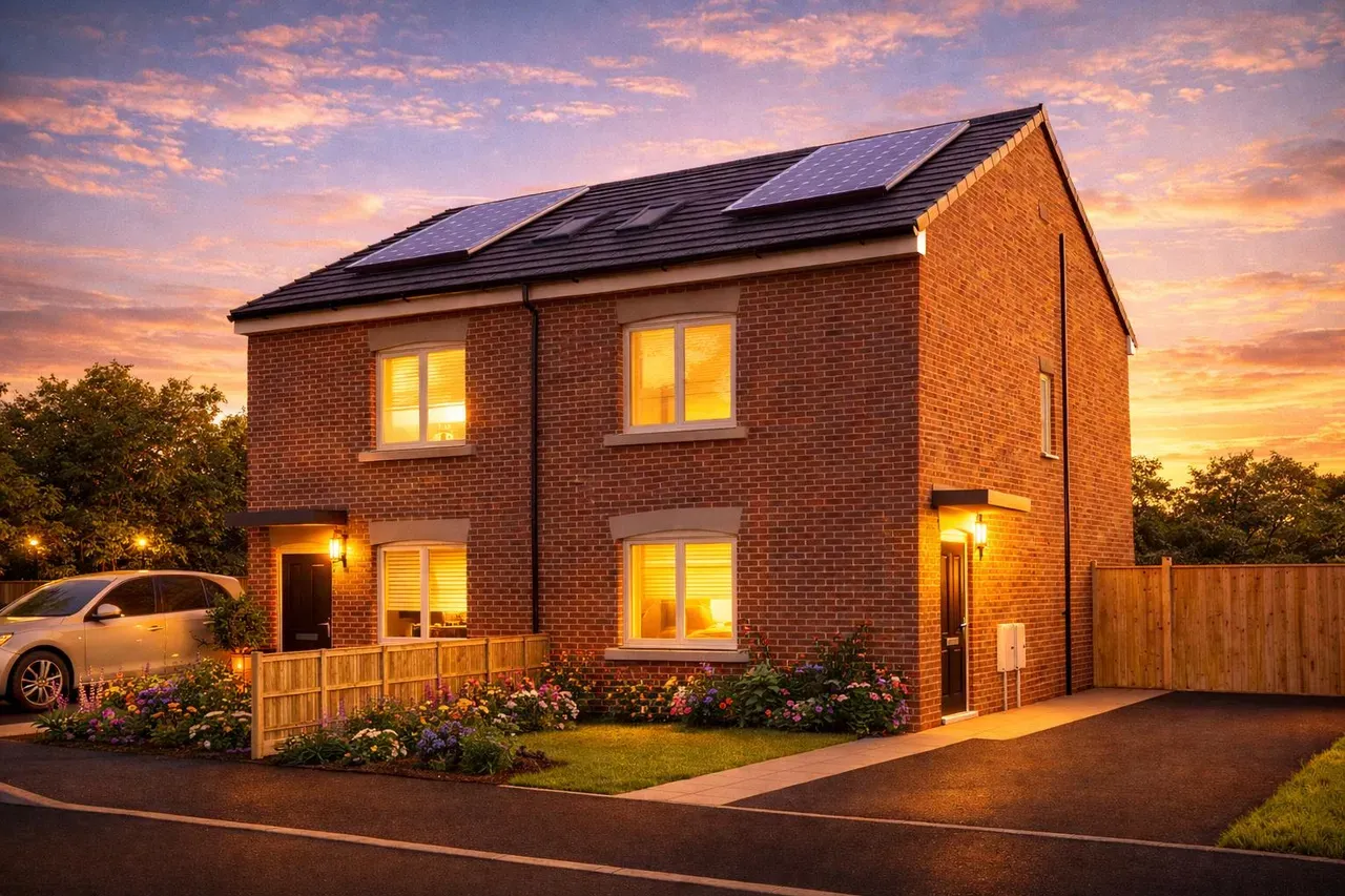 Semi-detached exterior at dusk
