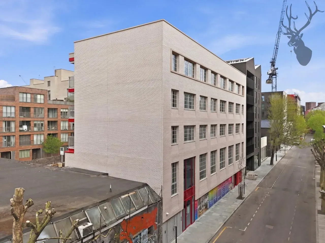 Corner building exterior view