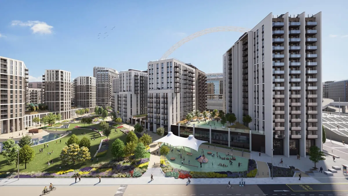 Madison exterior and Union Park — CGI