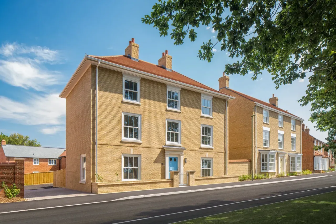 Cream brick block exterior