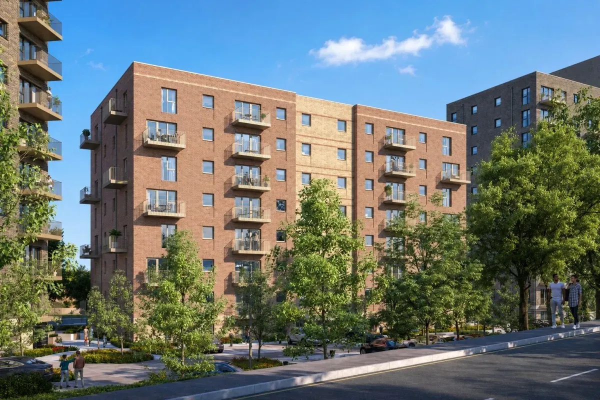 Brick apartment block exterior