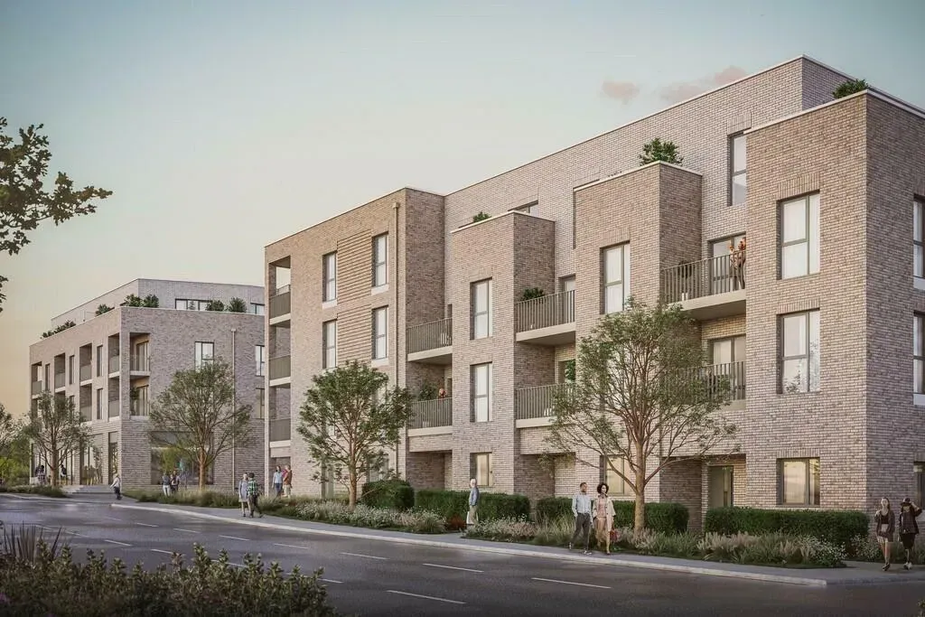 Brick apartment block CGI