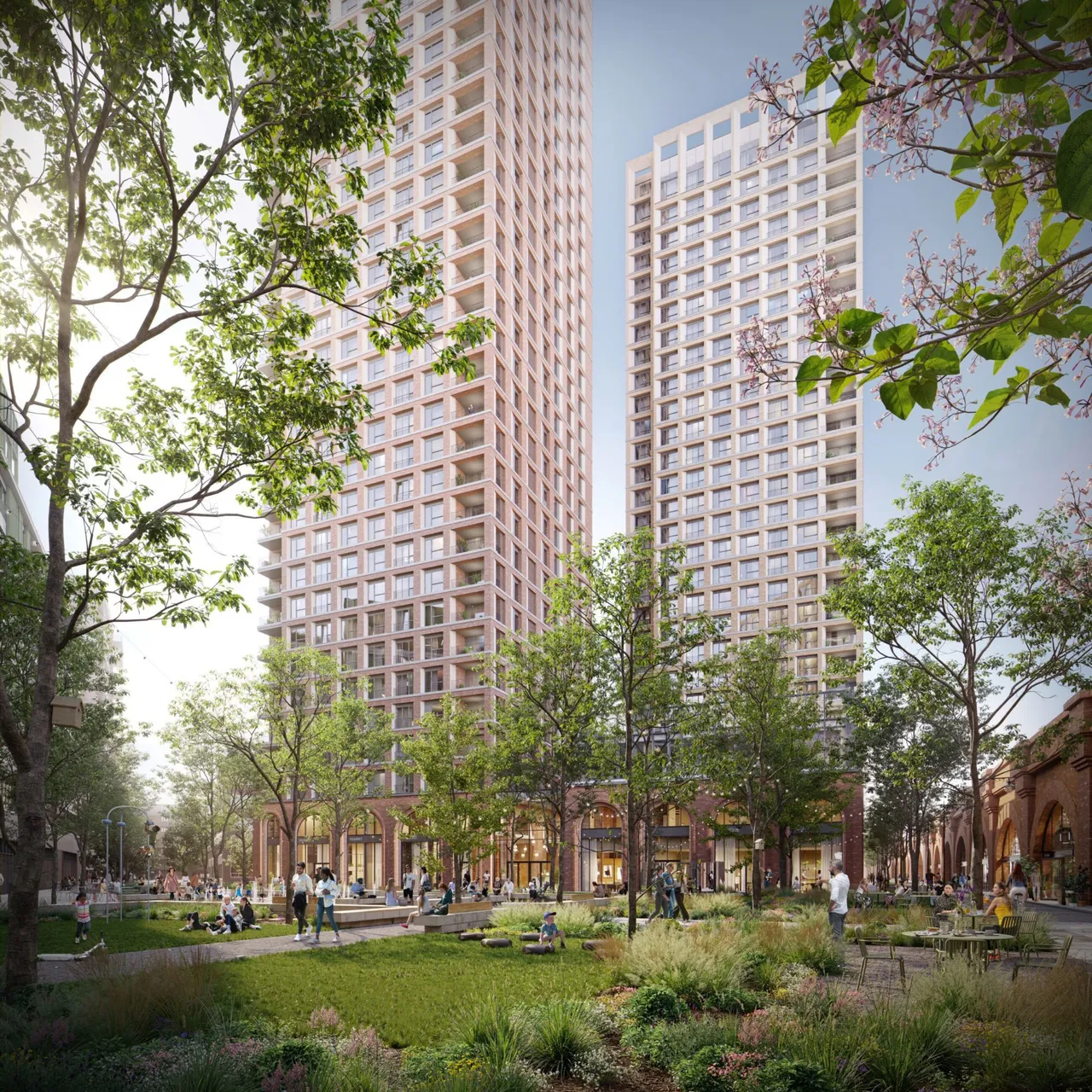 Pearl Yard Bermondsey Buildings S and T proposed towers — CGI