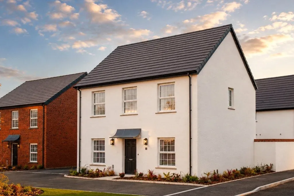 White render family home