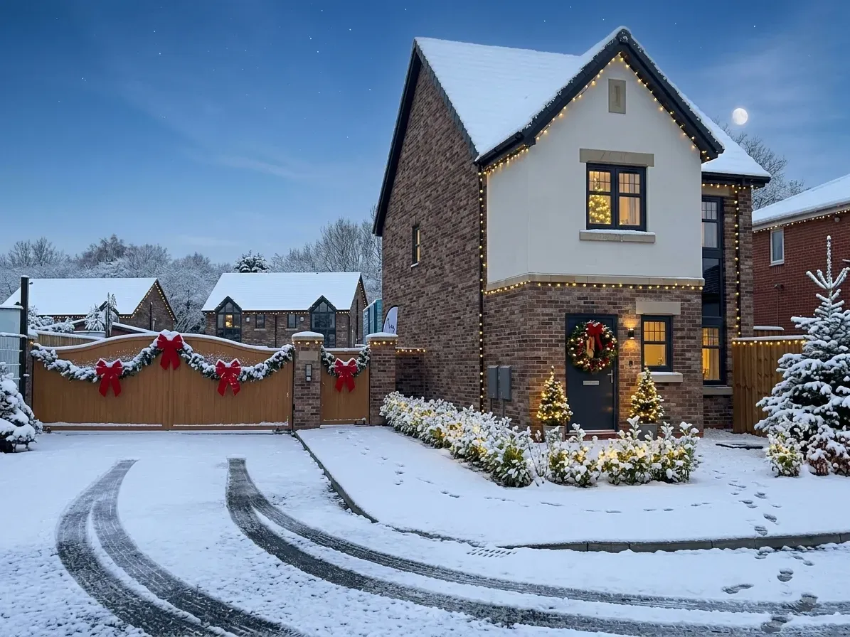 Winter detached house exterior