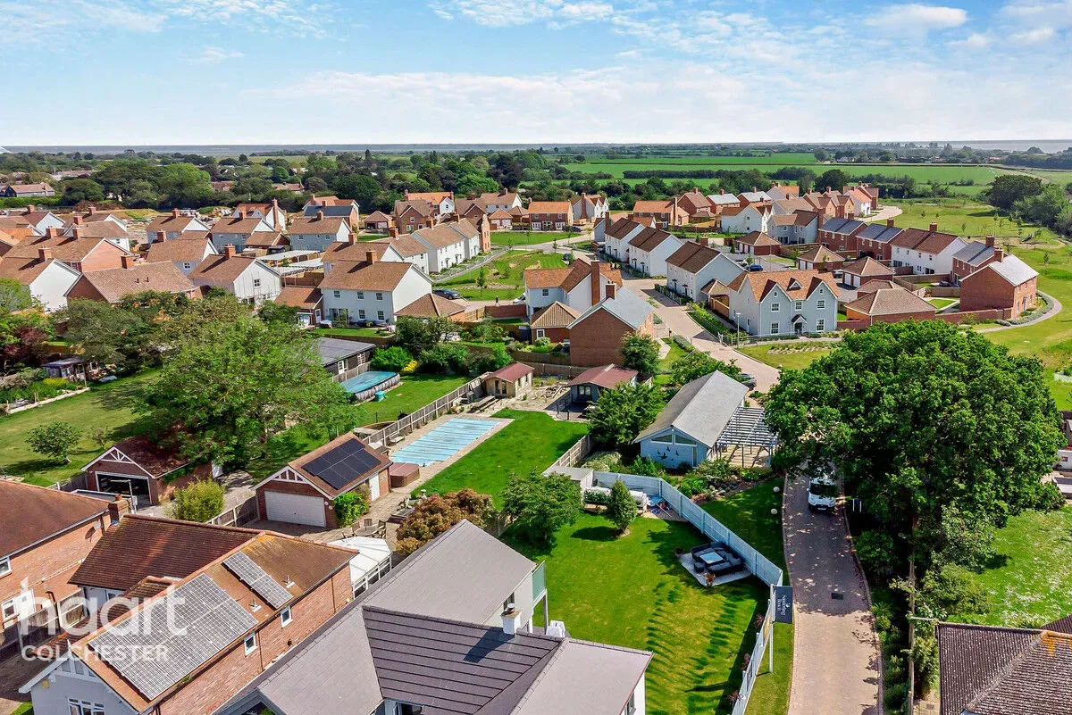 Aerial view of homes