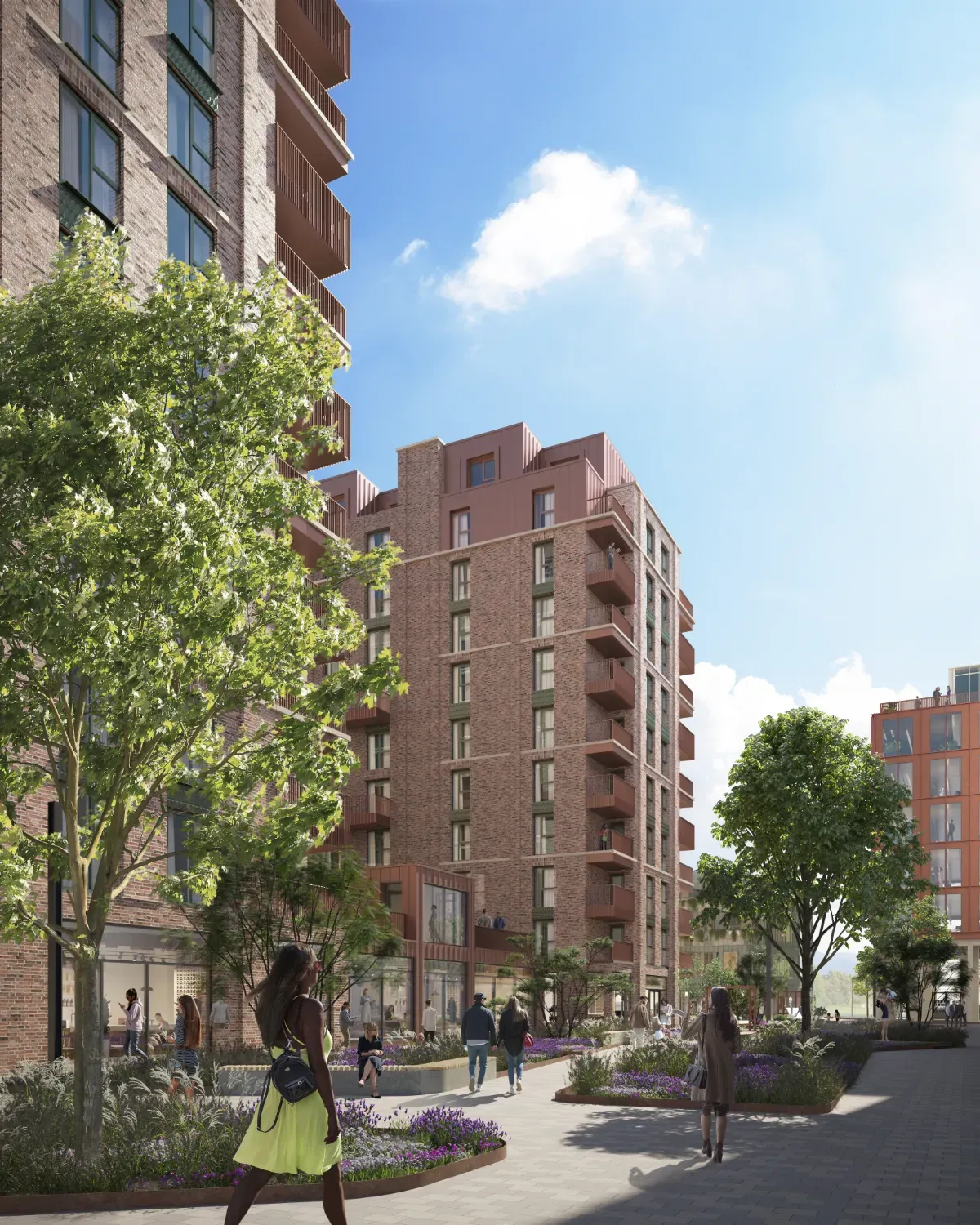 Sweetfields phase one marketing view with wider neighbourhood context — CGI