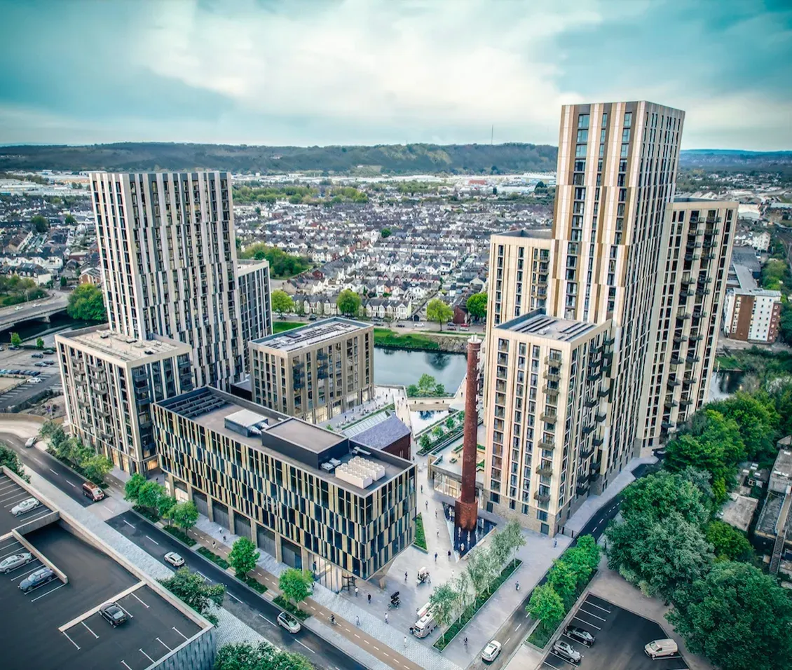 Tai Afon and Central Quay aerial exterior — CGI