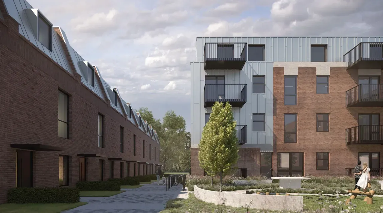 Terraced homes and courtyard