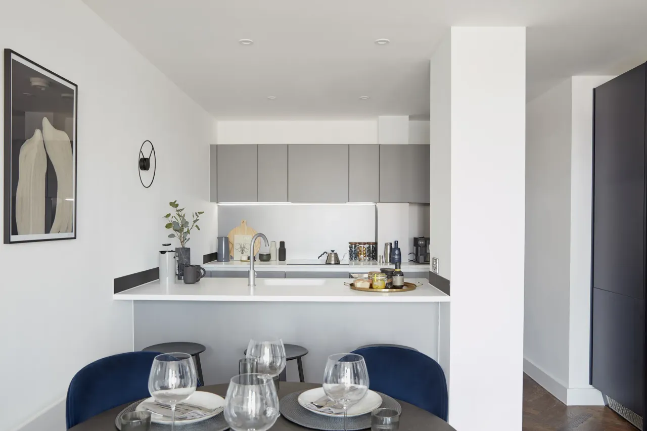 West Tower at Deansgate Square apartment kitchen and dining room