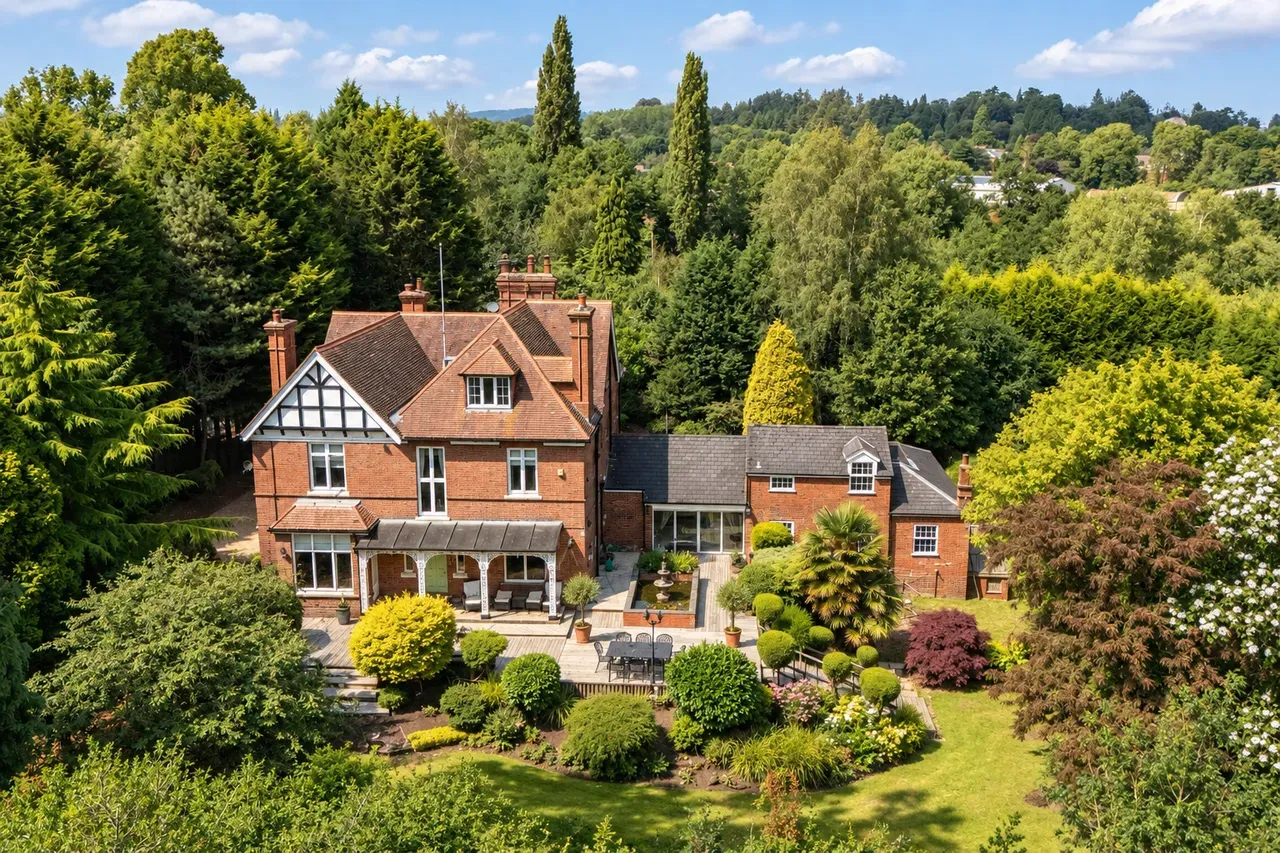 Aerial view of period house